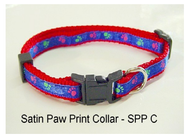 Varco Satin Paw Print Collar 16mm x 30-45cm (Sky on blue)